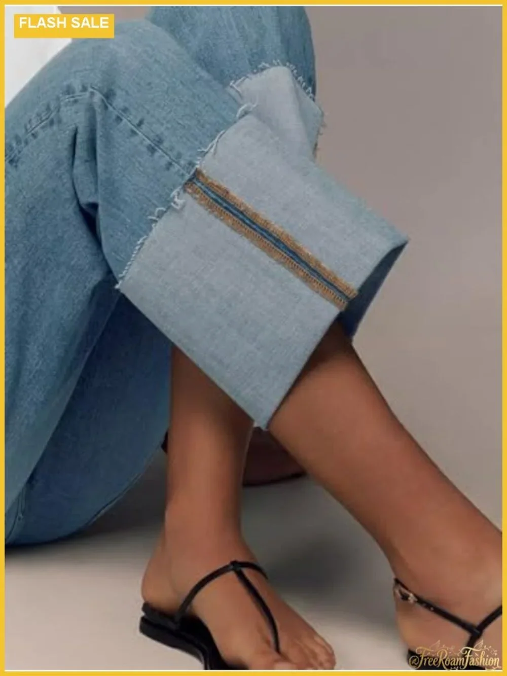 Wide Leg High Waist Baggy Jeans for Women, Stretchy Boyfriend Straight Denim
